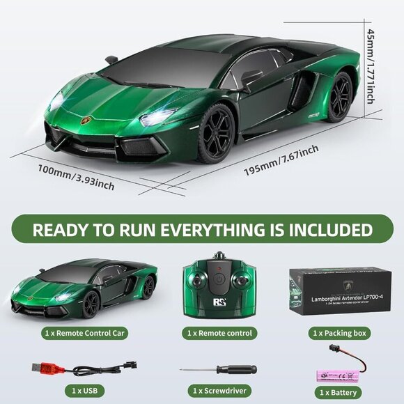 Lamboghini RC Car 1:24 Scale Lambo Toy Car 3.7V 500mAh LP700 Fast Remote Control - Picture 4 of 7